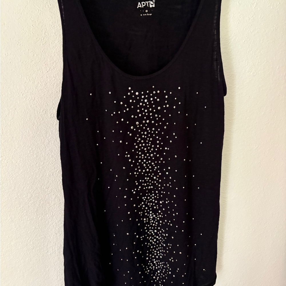 Apt. 9 Black Tank with Silver Stud Embellishment